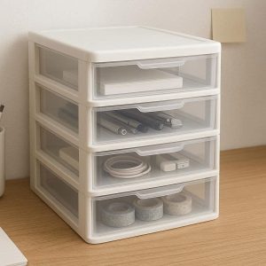 Stackable Plastic Desktop Storage Drawers For Organized Home Office And Small Accessory Management